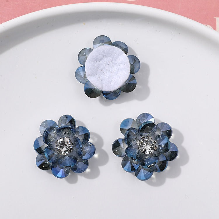 X2323 Double Layer Shiny Rhinestone Flower Charms Multi Color DIY Base for Earrings Rings Brooch Craft Supplies Bulk Wholesale