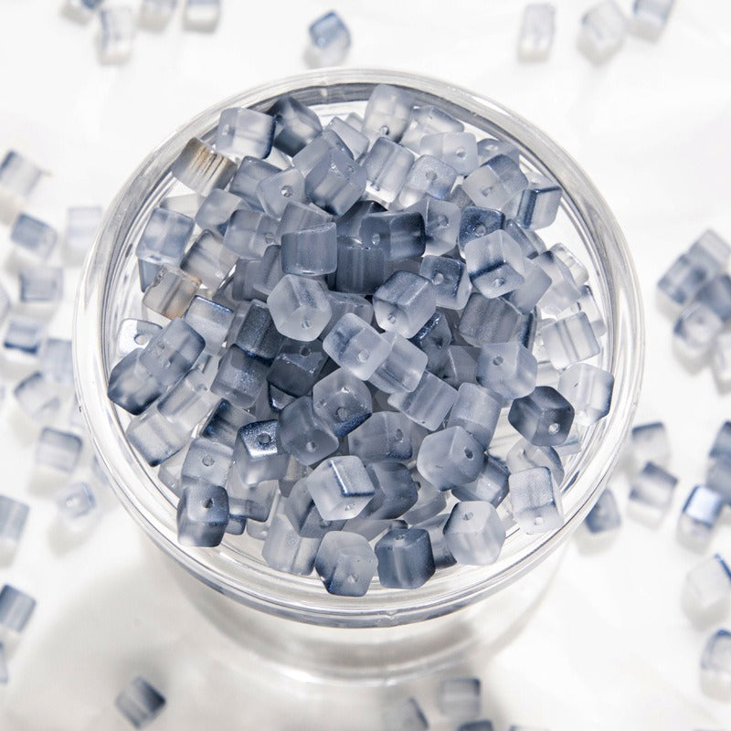 TK187 About 50pcs 7mm square sugar crystal clear glass beads, transparent matte beads, handcrafted DIY jewelry, handcrafted bracelet, necklace, earrings, accessory materials