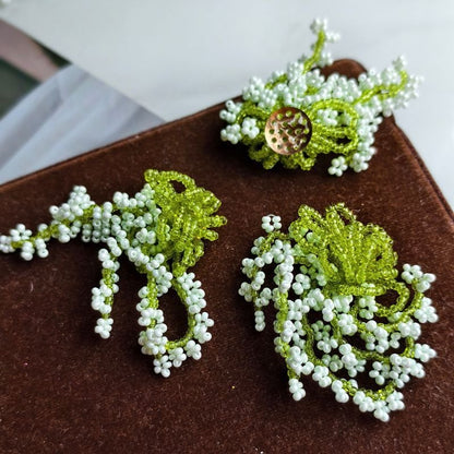 X2414  Asymmetric Contrast Color Beach Style Flower Earrings Charms, Multi Hand Woven Grape Flower Bead Strand DIY Craft Materials for Handmade Bracelet Necklace Earring Jewelry Making Supplies