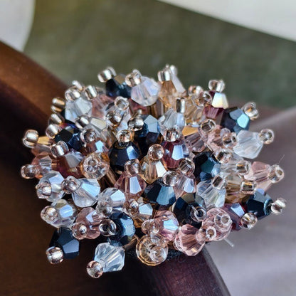X2413 Hand Wrapped Crystal Glass Beaded Flower Brooch Core, DIY Craft Accessories Materials for Handmade Bracelet Necklace Earring Jewelry Making Supplies