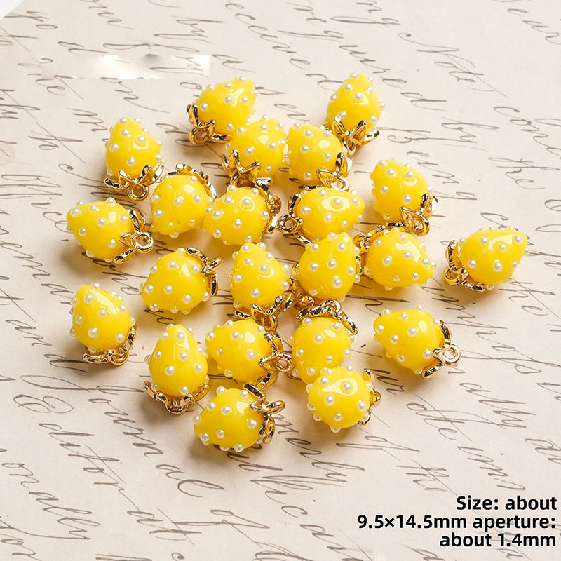 X2442 Cute Rhinestone Pearl 3D Strawberry Pendants, Large & Medium Size, DIY Handmade Accessories for Bracelets, Necklaces, Earrings & Phone Charms