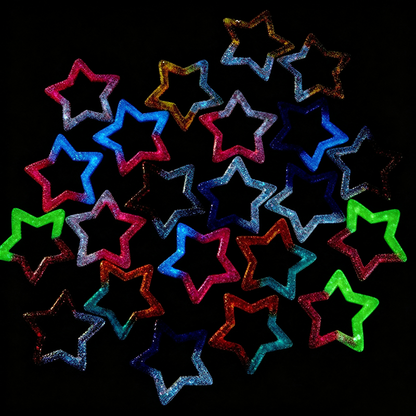 TK190 10Pcs 30mm Gradient Glitter Hollow Star Resin Charms, Two-Tone Pentagram Flatback Ornaments for DIY Cream Glue Phone Case Hair Clip Craft Supplies