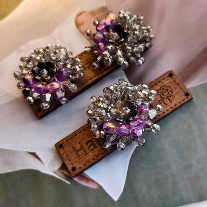 X2415 Hand Wrapped Beaded Crystal Glass 3D Flower Brooch Base, DIY Craft Accessories Supplies for Handmade Bracelet Necklace Earring Jewelry Making