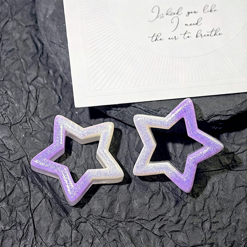 TK190 10Pcs 30mm Gradient Glitter Hollow Star Resin Charms, Two-Tone Pentagram Flatback Ornaments for DIY Cream Glue Phone Case Hair Clip Craft Supplies