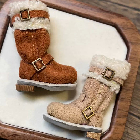 BJD622 30 Days Pre‑order The inner diameter of the foot is Mini Suede Distressed Snow Boots Clay Shoes for OB22 OB24 BJD Blythe Azone Dolls, Handmade Patchwork Fabric, Wearable & Removable, Multiple Colors, Custom Orders Available, Worldwide Shipping