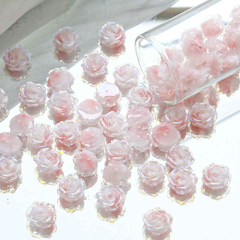 10pcs Flower  With holes Tie‑Dye Drilled Soft Rose Flower Beads, DIY Beading Supplies for Bracelet Necklace Jewelry Making