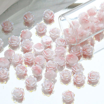 10pcs Flower  With holes Tie‑Dye Drilled Soft Rose Flower Beads, DIY Beading Supplies for Bracelet Necklace Jewelry Making