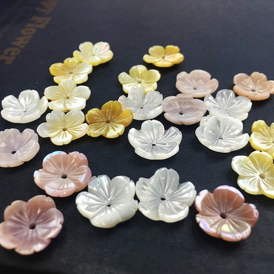 X2428 12mm Pure Natural Shell Five-Petal Bowl Flower Mother-of-Pearl Shell Petal DIY Hand Chain Necklace Ancient Style Earrings Brooch Materials Set Accessories