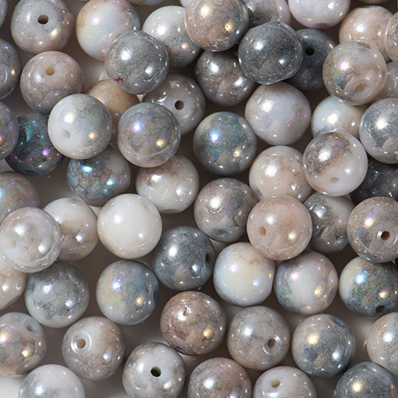 X2417 20Pcs Dragon Pattern Ice Cream Cracked Glass Beads 6/8/10mm Round Spacer Beads DIY Jewelry Making Charms