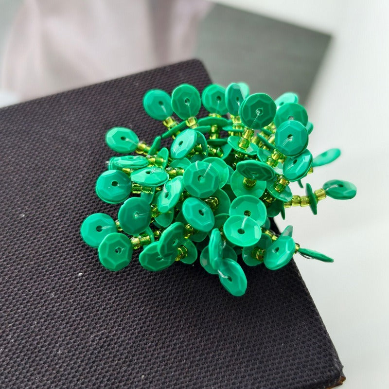 X2411 Hand Woven Color Sequins Flower Half-Finished Beads, DIY Craft Accessories Supplies for Handmade Bracelet Necklace Earring Jewelry Making