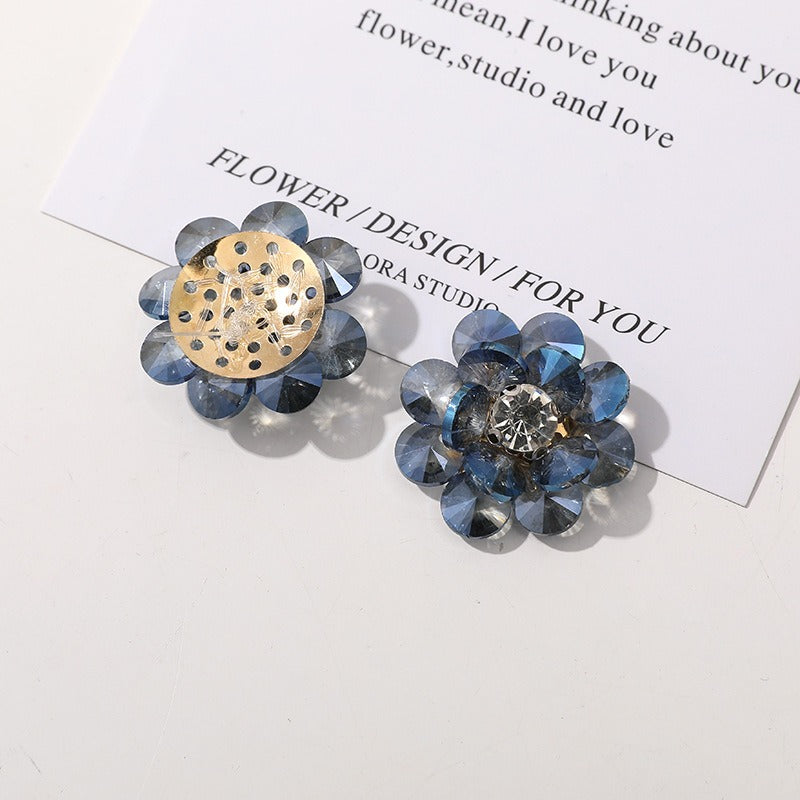 X2323 Double Layer Shiny Rhinestone Flower Charms Multi Color DIY Base for Earrings Rings Brooch Craft Supplies Bulk Wholesale