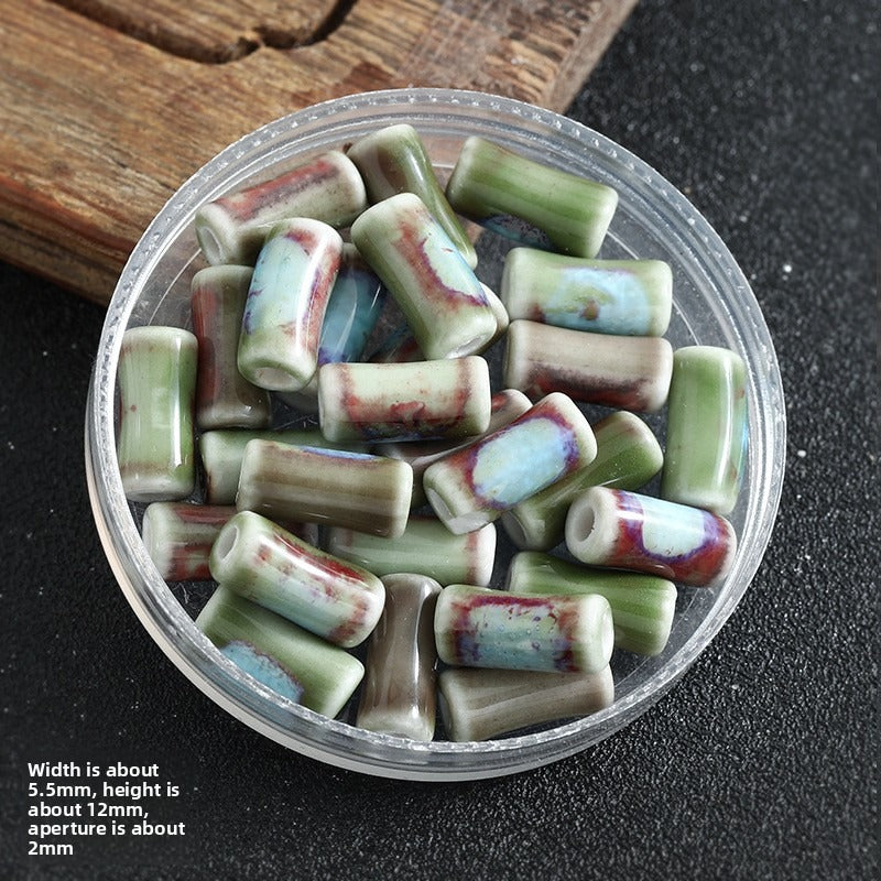 TK172 5Pcs Each pack contains 5 ceramic beads. Colorful High-Temperature Ceramic Bamboo Joint Tube Pearl Beads DIY Handmade Bracelet Necklace Earrings Jewelry Making Accessories Craft Supplies