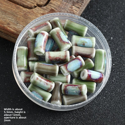 TK172 5Pcs Each pack contains 5 ceramic beads. Colorful High-Temperature Ceramic Bamboo Joint Tube Pearl Beads DIY Handmade Bracelet Necklace Earrings Jewelry Making Accessories Craft Supplies