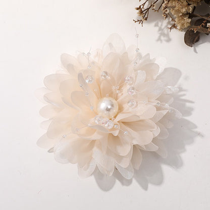 X2324 Three-Dimensional Multi-Layer Pearl Feather Organza Flower Charms, DIY Handmade Base for Earrings Rings Brooches Jewelry Making Bulk Craft Supplies