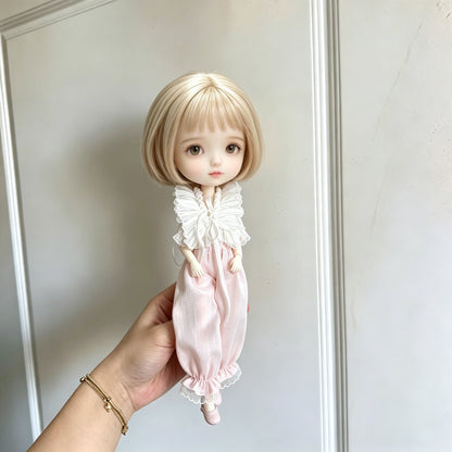 TKA6 Handmade Ruffle Chiffon Top & Pants Two-Piece Outfit Set Compatible with OB24 Body Blythe Size 1/6 Fashion Collectible Doll, Custom Sewn Dress-Up Doll Costume 30-Day Pre-Order, Doll Not Included