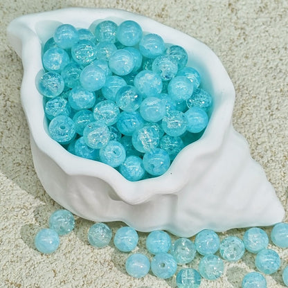TK188 20Pcs Blue Tone Round Glass Beads(6/7/8/10mm Light Dark Blue), Aesthetic Loose Beads for DIY Bracelets Necklaces Earrings Handmade Jewelry Craft Supplies | 1 Listing Contains 20 Beads, Photos Are For Display Only