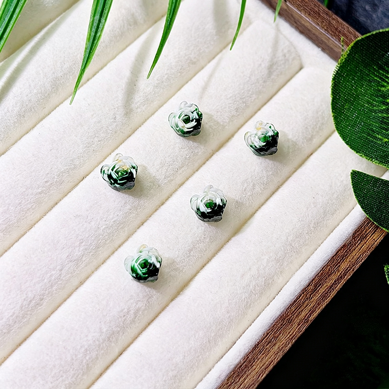 X2382 10Pcs With holes / Without holes Green diffusion-style soft-decorated butterfly nail art accessories resin three-dimensional rose flower DIY handmade ear studs, bracelets, accessories, bracelets, earrings