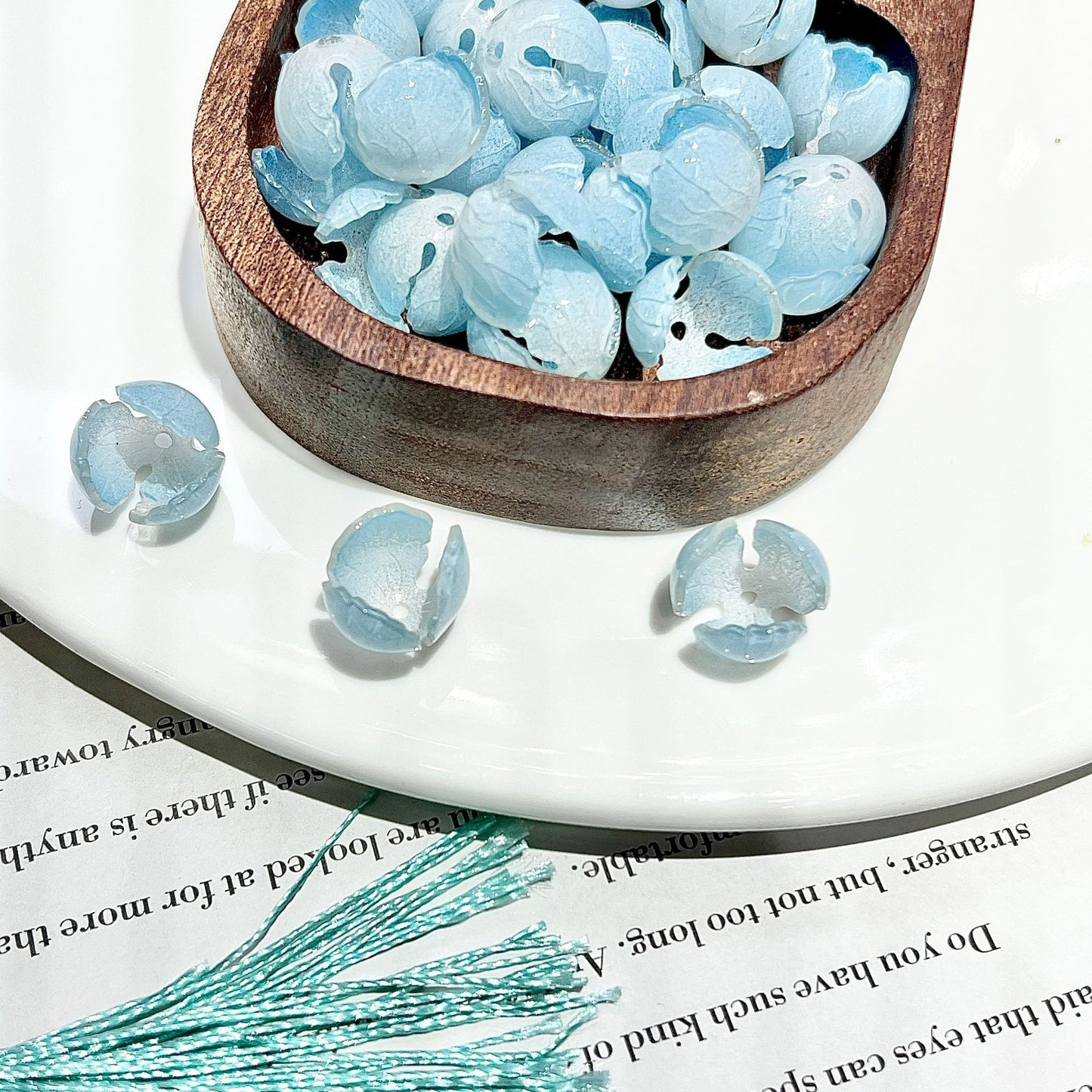 X2301 Resin Heat Shrink Bell Orchid Bud & Petal Charms, DIY Accessories for Bracelet Necklace Earring Making