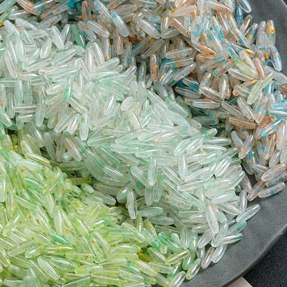 TK185 Ten beads  4×12mm Frosted Glass Long Strip Sequin Beads, Aesthetic Matte Loose Beads for DIY Bracelet Necklace Earrings Handmade Jewelry Craft Supplies | 1 Listing Has 10 Beads, Photos For Display Only