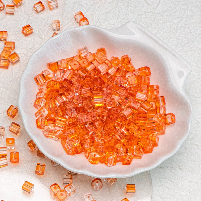 TK187 About 50pcs 7mm square sugar crystal clear glass beads, transparent matte beads, handcrafted DIY jewelry, handcrafted bracelet, necklace, earrings, accessory materials
