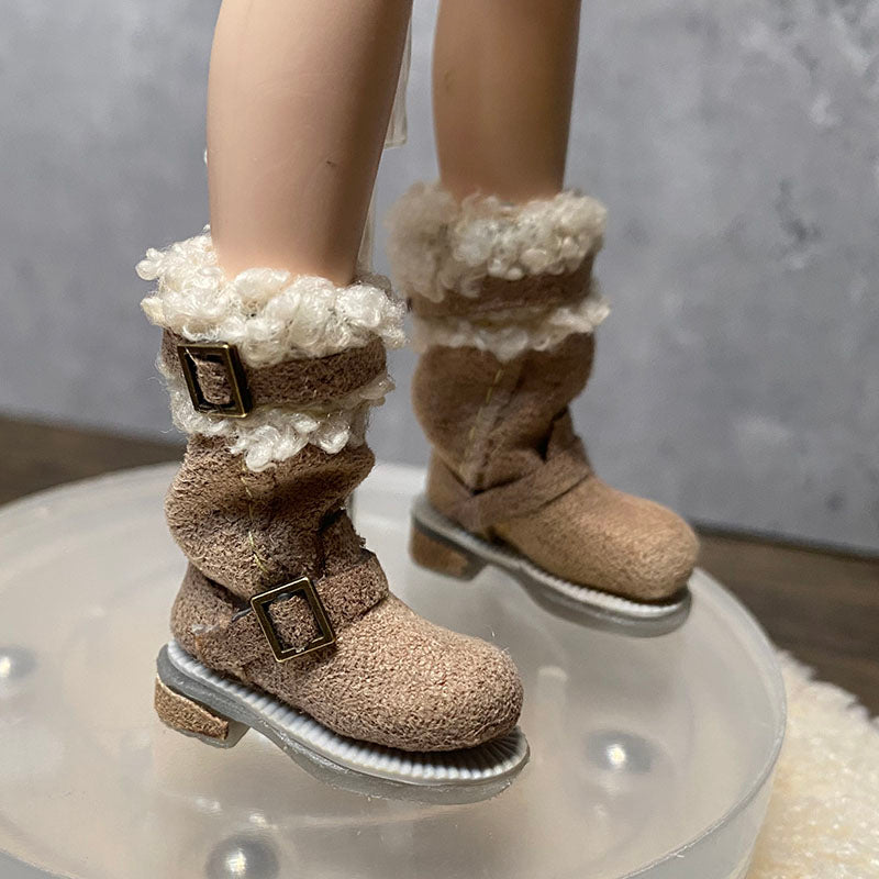 BJD622 30 Days Pre‑order The inner diameter of the foot is Mini Suede Distressed Snow Boots Clay Shoes for OB22 OB24 BJD Blythe Azone Dolls, Handmade Patchwork Fabric, Wearable & Removable, Multiple Colors, Custom Orders Available, Worldwide Shipping