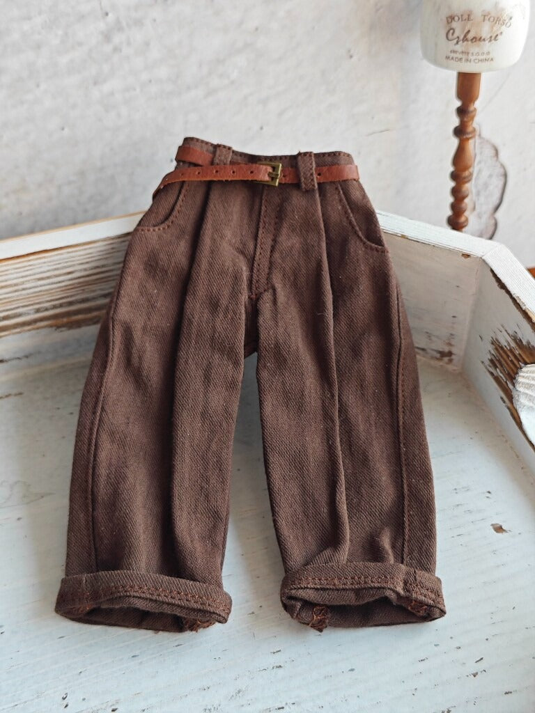 BJD592 30 Days Preorder Suitable for OB22, OB24, BJD, Blythe, Azone Doll | Vintage Washed Linen Rolled Edge Casual Pants & Long Sleeve T-shirt, Classic Outfit, Worldwide Shipping