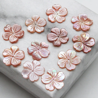 X2426 15/18/20mm mother-of-pearl powder shell five-petal cherry blossom DIY handmade bracelet, necklace, hairpin, hair accessory, clothing accessory, jewelry component material