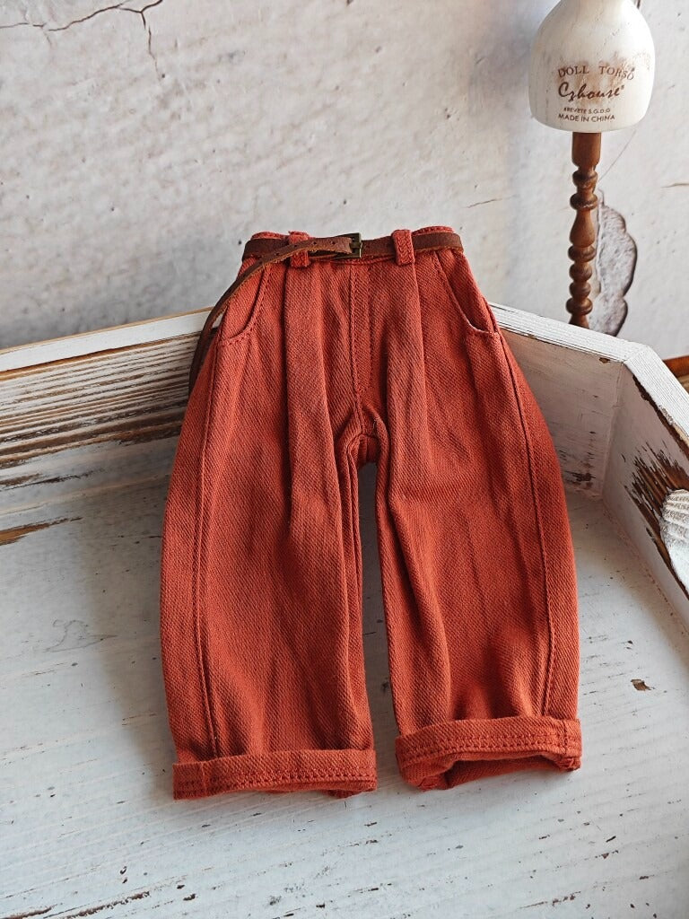 BJD592 30 Days Preorder Suitable for OB22, OB24, BJD, Blythe, Azone Doll | Vintage Washed Linen Rolled Edge Casual Pants & Long Sleeve T-shirt, Classic Outfit, Worldwide Shipping