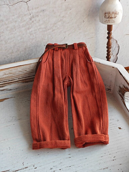 BJD592 30 Days Preorder Suitable for OB22, OB24, BJD, Blythe, Azone Doll | Vintage Washed Linen Rolled Edge Casual Pants & Long Sleeve T-shirt, Classic Outfit, Worldwide Shipping