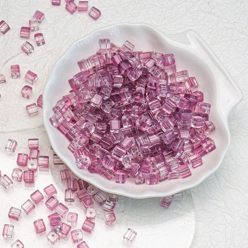 TK187 About 50pcs 7mm square sugar crystal clear glass beads, transparent matte beads, handcrafted DIY jewelry, handcrafted bracelet, necklace, earrings, accessory materials