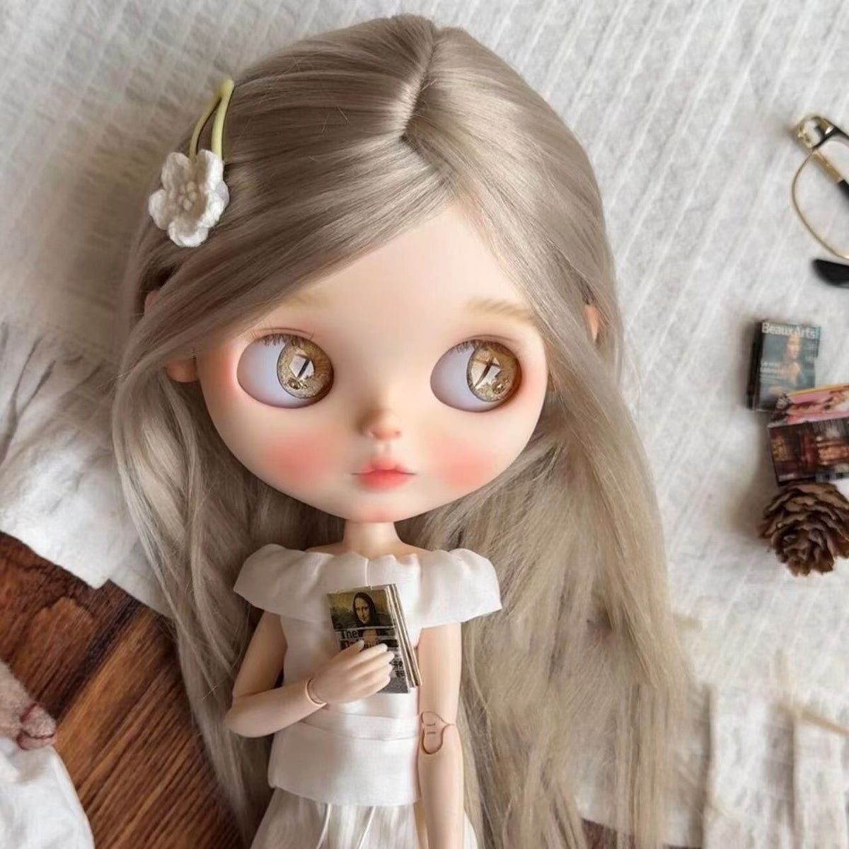 BJD608 15 Days Pre‑order  Handmade Princess Milk Brown Series Doll Wig, High Temperature Fiber Hair Blank, Suitable for OB22, OB24, BJD, Blythe, Azone Doll, Head Circumference 24.5-26.5cm, Customizable, Worldwide Shipping