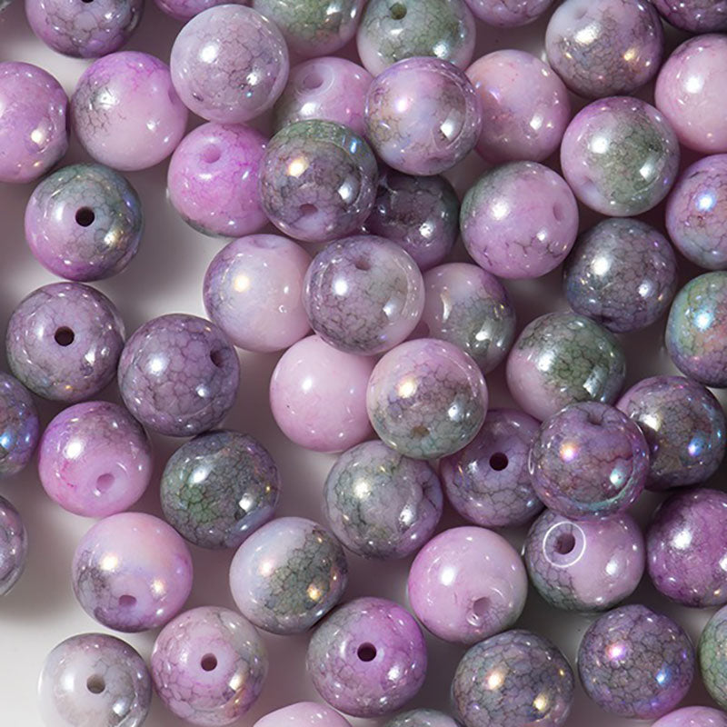 X2417 20Pcs Dragon Pattern Ice Cream Cracked Glass Beads 6/8/10mm Round Spacer Beads DIY Jewelry Making Charms