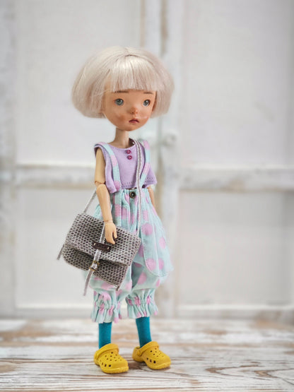 BJD578 30 Days Preorder Suitable for OB22, OB24, BJD, Blythe, Azone doll | Round Polka Dot Overalls, Wide Leg & Cuffed Design, Casual Style, Worldwide Shipping, Custom Order Available