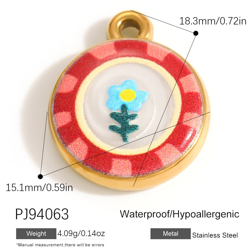 X2292  Stainless Steel Gold Plated Rose Wind Chime Strawberry Sunflower Daisy Cat Pendant, DIY Accessories for Bracelet Necklace Earrings