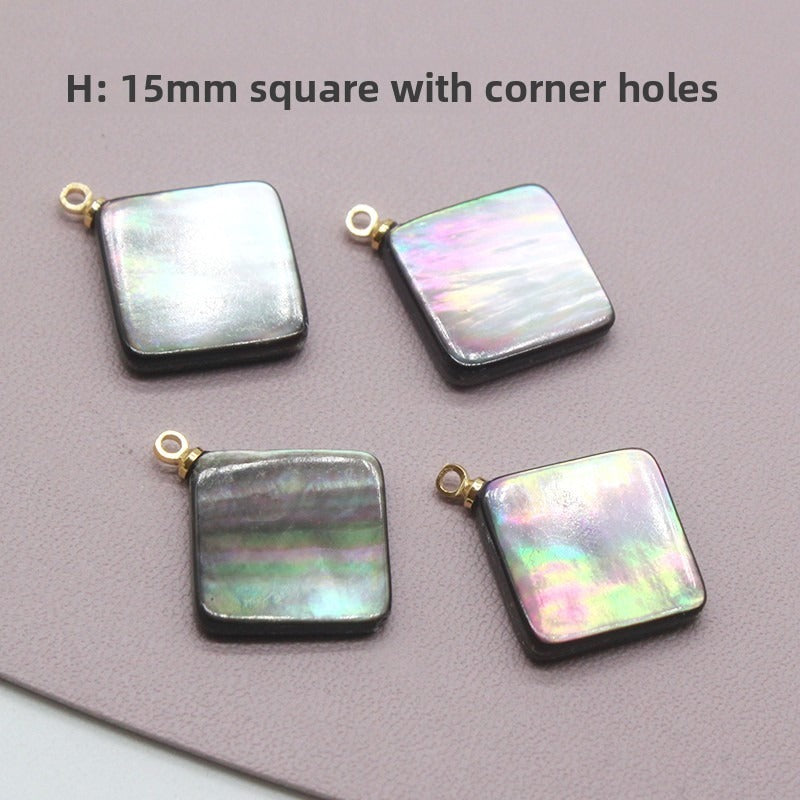 X2423 14K Gold Copper Plated Square & Heart Black Bezel Cut Pendant Charms, DIY Handmade Bracelet Necklace Earring Jewelry Making Accessories