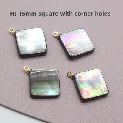 X2423 14K Gold Copper Plated Square & Heart Black Bezel Cut Pendant Charms, DIY Handmade Bracelet Necklace Earring Jewelry Making Accessories