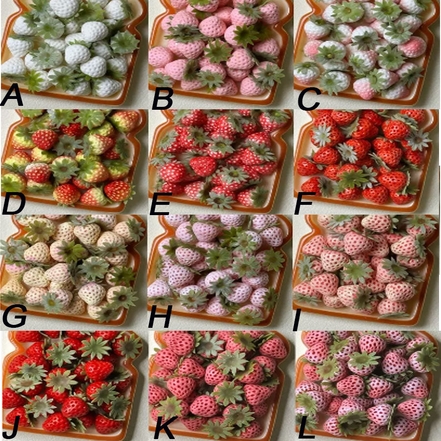 BJD455 30 Days Pre-order 1 Pack with 10 Pieces Handmade Clay Strawberry Assortment, 1 Pack with 10 Pieces, Multi‑Color Pink Red Purple White Gradient Miniature Food Charms for DIY & Dollhouse Decor