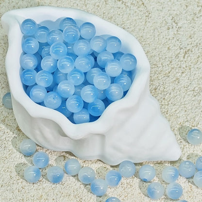 TK188 20Pcs Blue Tone Round Glass Beads(6/7/8/10mm Light Dark Blue), Aesthetic Loose Beads for DIY Bracelets Necklaces Earrings Handmade Jewelry Craft Supplies | 1 Listing Contains 20 Beads, Photos Are For Display Only