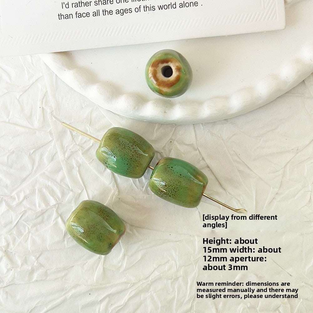 X2298 2Pcs Green Ceramic Beads, Cube Star Rose Butterfly Pumpkin Shell Heart & Round Shapes, Irregular Straight Hole Spacer Beads for DIY Bracelet Necklace Jewelry Making