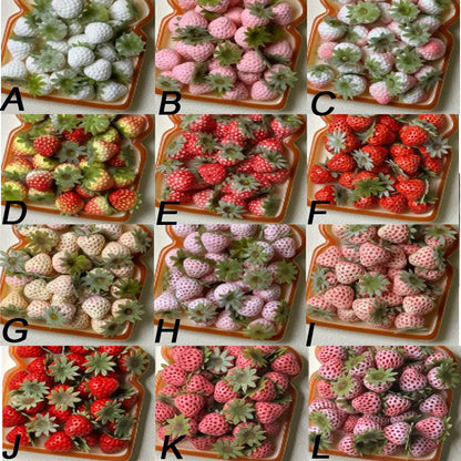 BJD455 30 Days Pre-order 1 Pack with 10 Pieces Handmade Clay Strawberry Assortment, 1 Pack with 10 Pieces, Multi‑Color Pink Red Purple White Gradient Miniature Food Charms for DIY & Dollhouse Decor