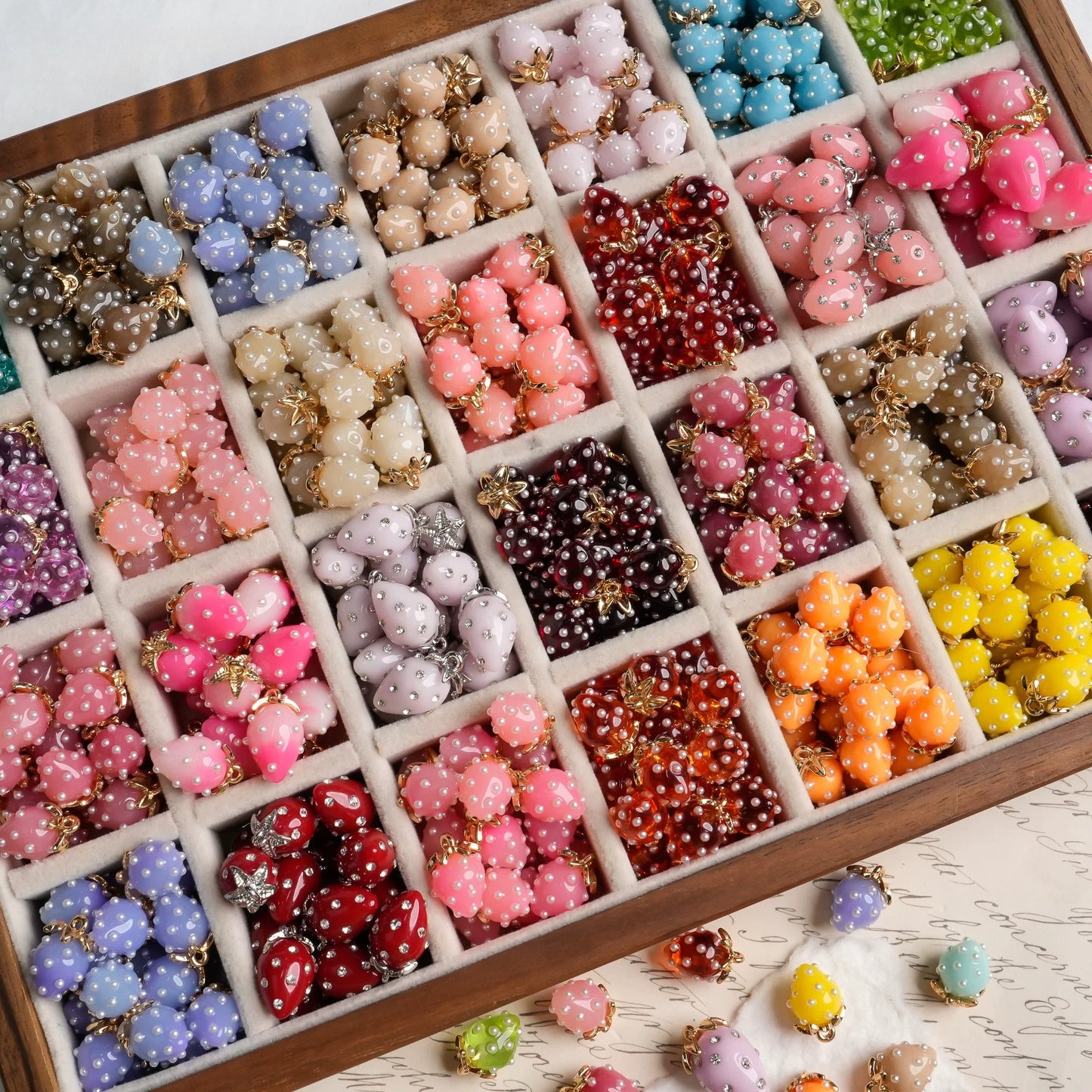 X2442 Cute Rhinestone Pearl 3D Strawberry Pendants, Large & Medium Size, DIY Handmade Accessories for Bracelets, Necklaces, Earrings & Phone Charms
