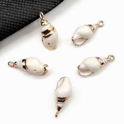 X2293 Natural sea shell with gold-gilded edges pendant for DIY handmade bracelet, necklace, earrings or other decorative accessories. Material: Natural sea shell