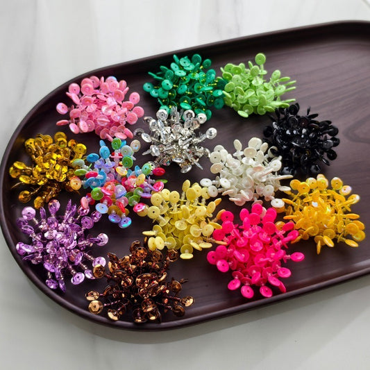 X2411 Hand Woven Color Sequins Flower Half-Finished Beads, DIY Craft Accessories Supplies for Handmade Bracelet Necklace Earring Jewelry Making