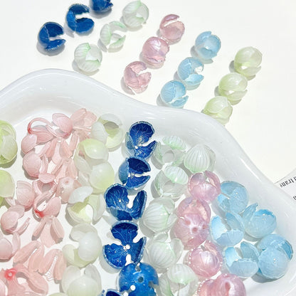 X2301 Resin Heat Shrink Bell Orchid Bud & Petal Charms, DIY Accessories for Bracelet Necklace Earring Making