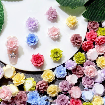 X2645 10Pcs 3D True‑Love Rose Solid Color Resin Soft Rubber Flowers, DIY Craft Materials for Ancient‑Style Hairpin, Hair Clip, Bracelet, Necklace, Earring & Nail Art Accessories