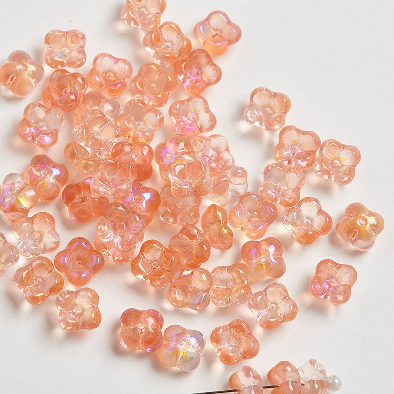 TK186 10pcs Osmanthus flower with holes, 10mm glass beads, handmade DIY jewelry, bracelet, necklace, earrings, accessories, material