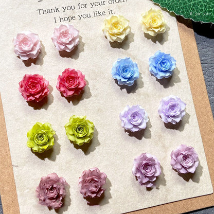 X2645 10Pcs 3D True‑Love Rose Solid Color Resin Soft Rubber Flowers, DIY Craft Materials for Ancient‑Style Hairpin, Hair Clip, Bracelet, Necklace, Earring & Nail Art Accessories