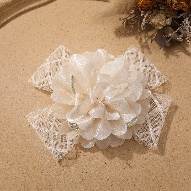 X2324 Three-Dimensional Multi-Layer Pearl Feather Organza Flower Charms, DIY Handmade Base for Earrings Rings Brooches Jewelry Making Bulk Craft Supplies