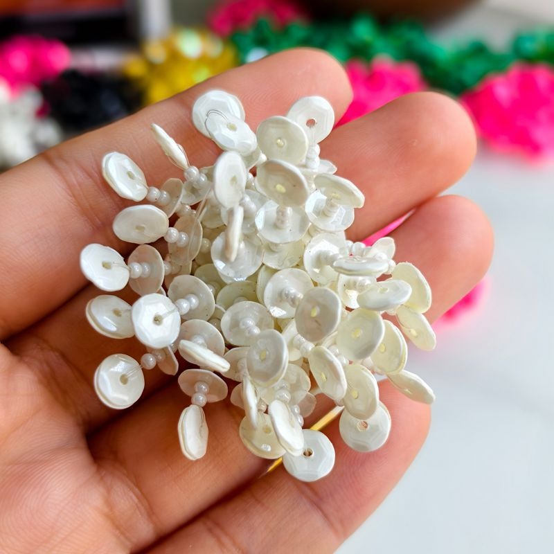 X2411 Hand Woven Color Sequins Flower Half-Finished Beads, DIY Craft Accessories Supplies for Handmade Bracelet Necklace Earring Jewelry Making