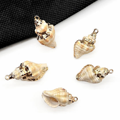 X2293 Natural sea shell with gold-gilded edges pendant for DIY handmade bracelet, necklace, earrings or other decorative accessories. Material: Natural sea shell